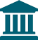 Teal icon of a building with four columns